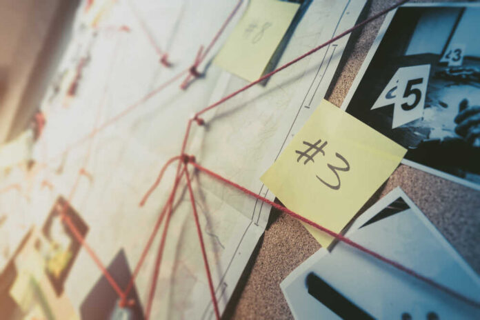 shutterstock_1192132657.jpg featured image Investigation board with photos, notes, and red string.