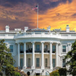 Trump Set To UNLEASH Fighters at White House The White House with vibrant sunset sky