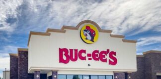 Exterior view of a Buc-ee's convenience store with cars parked outside