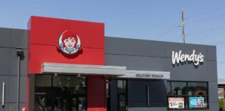 Exterior view of a Wendy's restaurant featuring a delivery pickup area