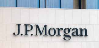 Signage of J.P. Morgan on a building facade