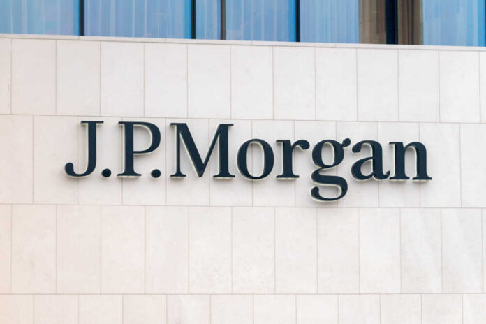 shutterstock_1595288866.jpg Signage of J.P. Morgan on a building facade