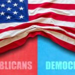 Democrat STEALS Trump +17 Seat — GOP Stunned American flag draped over a divided background representing Republicans and Democrats