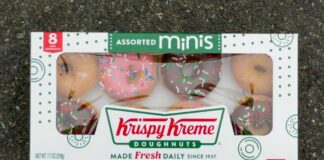 Box of assorted mini doughnuts from Krispy Kreme