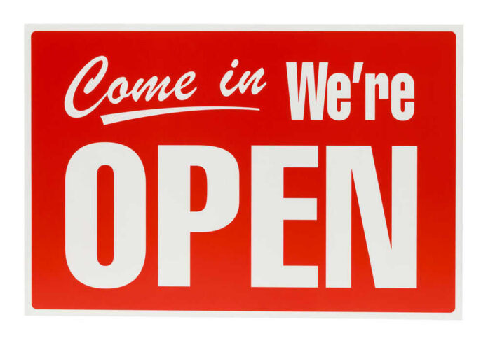 shutterstock_146532545.jpg Red Come in, Were Open sign.