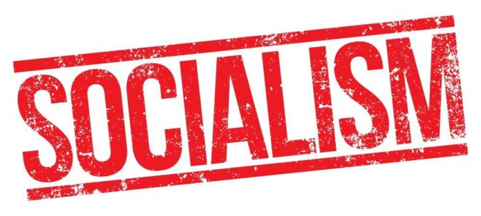 Bold red text reading 'SOCIALISM' on a white background