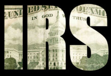 IRS letters with US Capitol building inside.