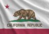 California state flag featuring a bear and a red star