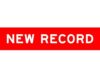Red ribbon banner with the text 'NEW RECORD'