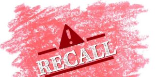 Recall alert with an exclamation mark on a red background