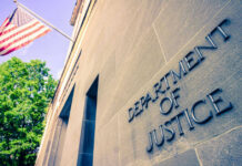 Capitol Cops Fight Back: $1.8B DOJ Fund Blocked? Department of Justice building with American flag.