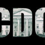 Deadly Cruise-Ship Virus Sparks CDC Pushback Artistic representation of the letters CDC overlaid on a dollar bill featuring a government building