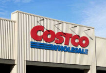 Costco Wholesale store front with logo visible.