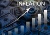 A visual representation of inflation with dollar bills and a rising graph
