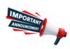 Drilling Rigs BLOCKED β Company Abandons Sacred Sioux Land A megaphone with the text 'IMPORTANT ANNOUNCEMENT' in bold letters