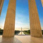 View from the Lincoln Memorial towards the Washington Monument at sunrise