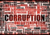 Corruption-related word cloud, highlighting corruption, political, bribery.