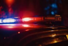 255-Pound Child Death Sparks Murder Case Close-up of a police car's emergency lights at night