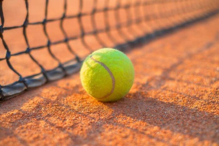 Tennis,Ball,And,Net.,Ground,Court,For,Tennis.,Sports,Equipment