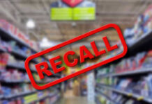Deadly Recall Notice Shocks Walmart Shoppers Blurred store aisle with RECALL stamp overlay.
