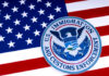 VIDEO: Firebomb Chaos Outside FBI-ICE Fortress US Immigration and Customs Enforcement badge on flag