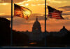 U.S. Senator Vanishes, Then Drops Bombshell Silhouetted American flags in front of the Capitol building during sunset