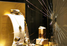 Shattered glass jewelry display