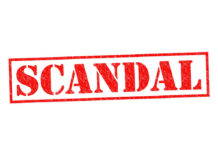 White House Betting Scandal Explodes Red stamp with the word scandal