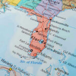 Trump Boost Propels Florida Shock Matchup Close-up map of Florida and surrounding areas.