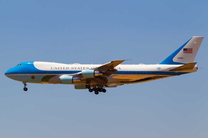 Airplane labeled United States of America on runway