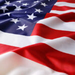 American flag with stars and stripes in close-up