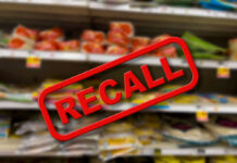 Breakfast Food Recall Over Dangerous Shards Recall notice over grocery store shelves.