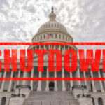 U.S. Capitol building with a red 'SHUTDOWN' overlay