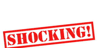 Red text stating the word shocking