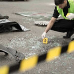 Neck Slash, Rolling Car, CHAOS Police investigating crime scene with evidence marker and body bag.